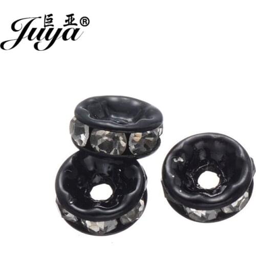 JUYA Bead Spacer Fitting for Bracelet Necklace DIY Jewelry Making Craft Supplier 100pcs/lot 8mm European Rhinestone Beads PR0013