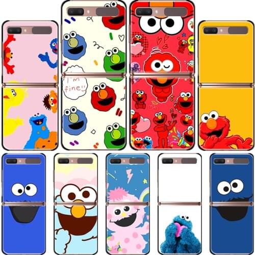 Phone Cover for Samsung Galaxy Z Flip 5G Black Hard Fold Casos Matte Tpu Capa Smartphone Case Sac Sesame Street
