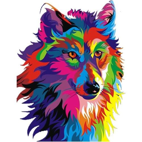 Color Simple Wolf Head Sticker Fashion Car Sticker Decal Pvc Car Sticker Suitable for All Kinds of Cars Black/white, 13cm*10cm