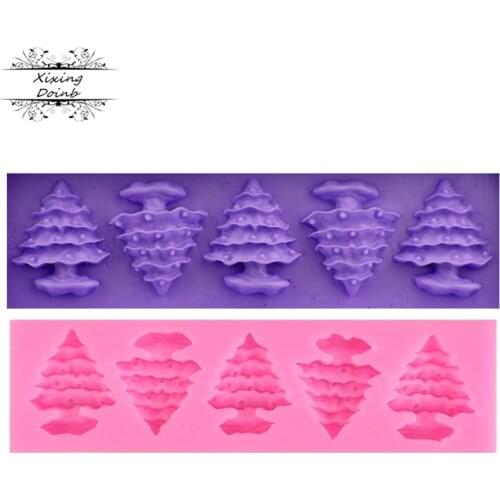 DIY Christmas tree shape silica gel mold cake decoration tool fudge Chocolate Mold gypsum clay Candy Mold