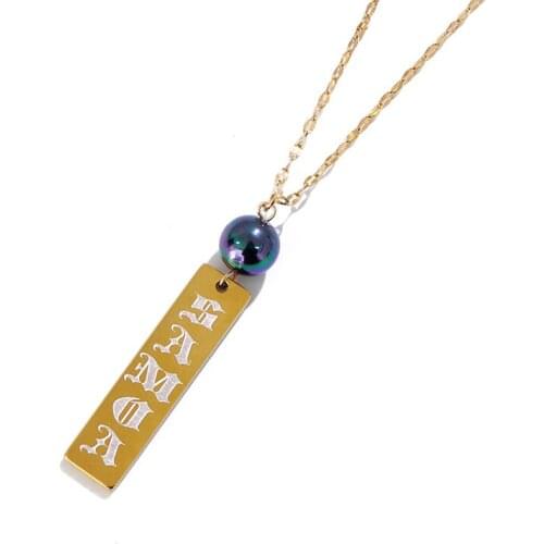 Komi 1PC Lovers Customized Name Custom Word Titanium Steel Pendant Hawaiian Pearl Stainless Steel Chain Necklace for Women Men