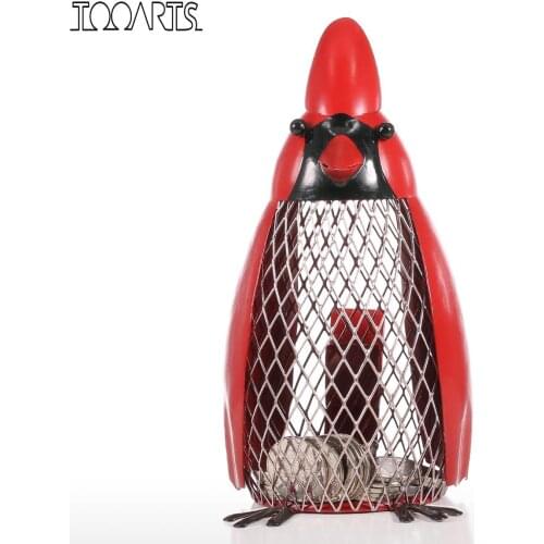 Bird Money Bank with Red Clothes Iron Handmade Bird Shape Coin Bank Practical Craft Home Decoration Gift