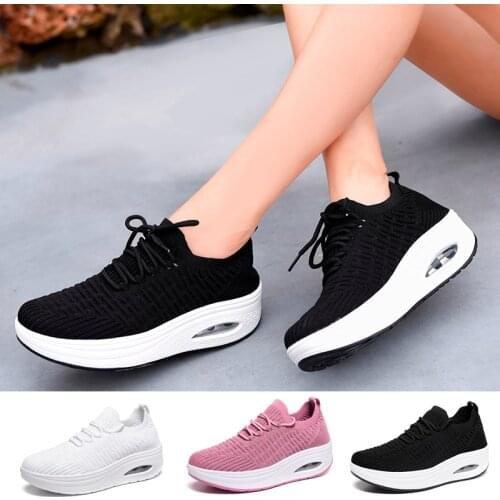 Ladies Shoes Platform Wedge Sneakers 2020 Breathable Height Increasing Casual Shoe Lace Up Women Fitness Shoes Wedges Footwear