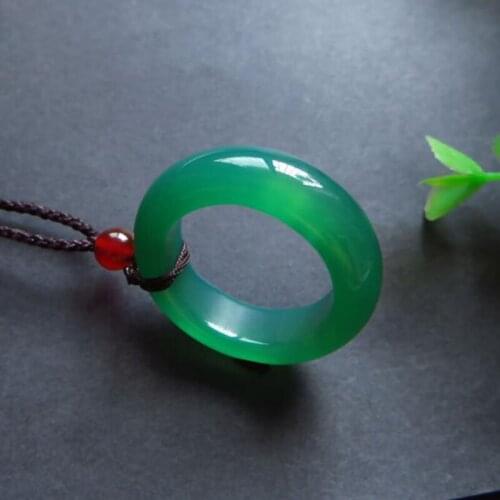 Jade Pendant Natural agate green jadeite safety buckle pendant chalcedony safety Pendant Womens Fine Jewelry necklace pendant