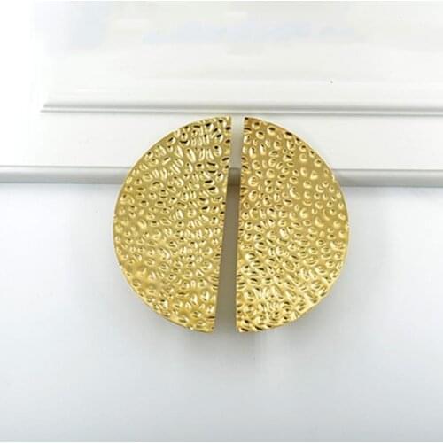 LCH Semicircular Solid Trypophobia Brushed Brass Color Handle Cabinet Drawer Pull Knob Door Pull Chinese Style Half Moon