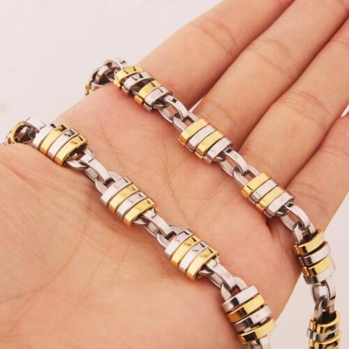 9mm 7"-40" Fashion Silver Gold Silver Color Chain Byzantine or Bracelet Stainless Steel Boys Mens Chain Necklace