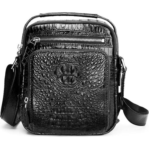 Men Handbags Fashion Crocodile Genuine Leather Crossbody Bags Male Business Men Leather Bag Quality Cellphone Bag 2021 Money Bag