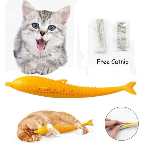 Soft Silicone Mint Fish Cat Toy Catnip Pet Toy Clean Teeth Toothbrush Chew Cats Toys 2020