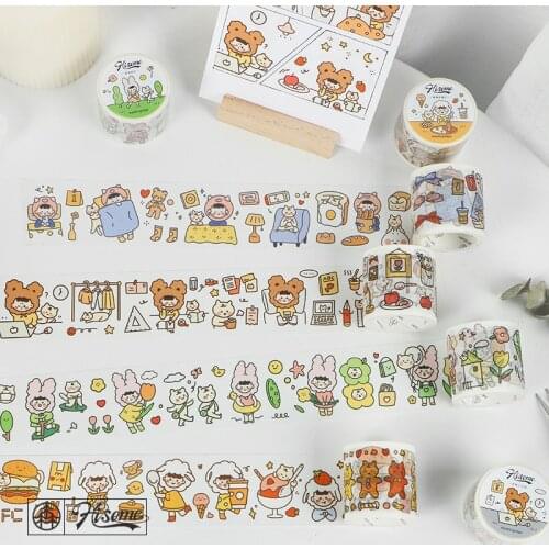 Small Theater Series Washi Tape Cat bear Adhesive Tape DIY Scrapbooking Sticker Label Japanese Masking tape