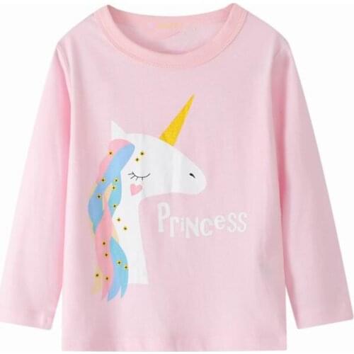 2-7 Years Children Kids Tops T Shirt New Spring Baby Boy Girls Long Sleeve Unicorns T Shirt Cotton Children Shirts Clothes