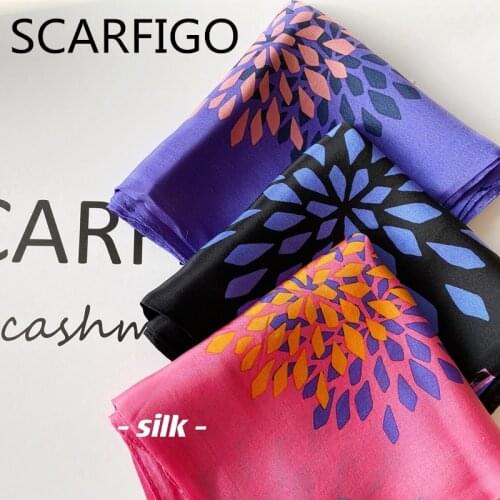 SCARFIGO 50*50CM 2021 Floral Printing Square Silk Scarf For Women Ladies' Bandana Hairband Female Shawl Fashion Neckerchief