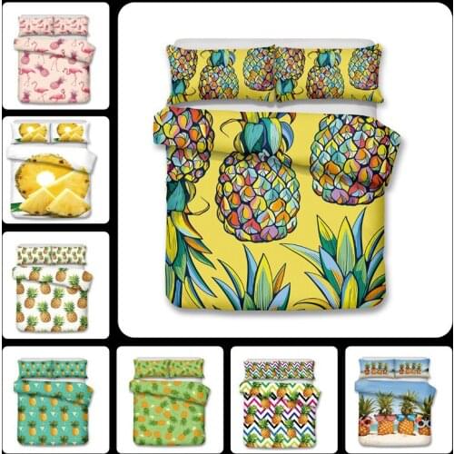 3D Printed Tropical Fruit Pineapple Duvet Cover Pillow Set Printed Comforter Covers Single Double Full Queen King Bedding Set