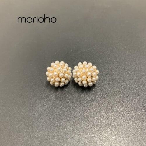 Simple Weet Alloy Gold Color Round Imitation Pearl Ball Stud Earrings Metal Geometric Earrings Simple Jewelry Party For Women