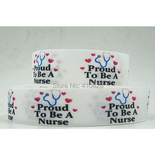 Q&N ribbon wholesale/OEM 1inch 25mm 150108009 Nurse printed grosgrain ribbon 50yds/roll free shipping