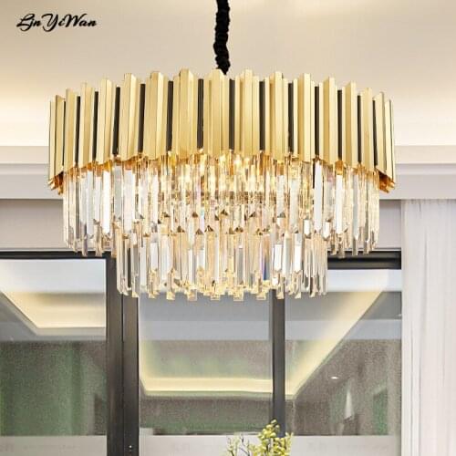 LED Luxury Crystal Chandeliers Lighting For Kitchen Living room Loft Hanging Chain Nordic Gold Chandelier Bedroom Lamp