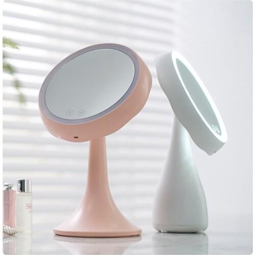 LED Makeup Mirror With Light 360-degree Ring Light USB Charging Touch Mini Night Light Single-sided Makeup Mirror Beauty Mirror