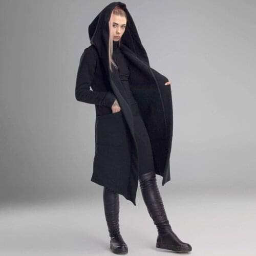 Womens Autumn Coat 2021 Thickened Black Hooded Trench Coat S-XL Casual Solid Female Coat Winter Womens Windbreaker