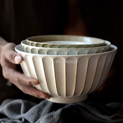 1pcs Jingdezhen Hand-made Ramen Bowl Household Rice Bowl Salad Noodle Bowl Large Dumpling Bowl