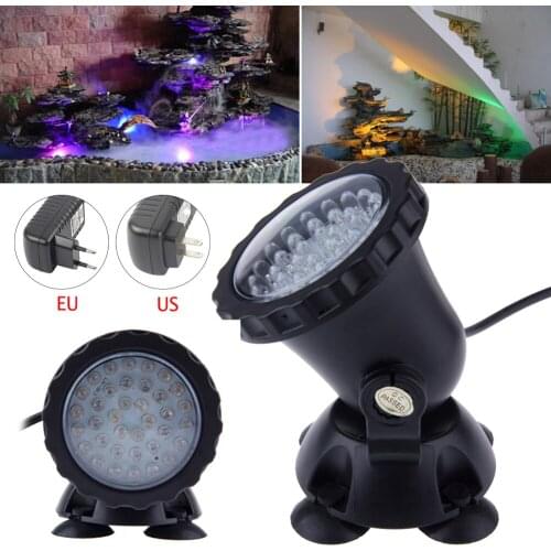 1pc Submersible 36LED RGB Pond Spot Lights Fish Tank Light Lamp IP67 Waterproof For Underwater Pool Fountain AC110V-220V US/EUP