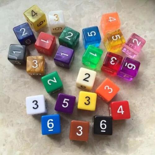 10 pcs/set 6 Sided Digital Dice Funny Puzzle Game Send Children 16 mm Random Color