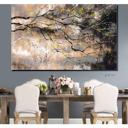 100% Hand Painted Abstract Plant Tree Art Oil Painting On Canvas Wall Art Frameless Picture Decoration For Live Room Home Decor