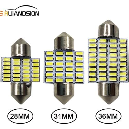 2pcs 1.44W 28mm 31mm 36mm 3014 24SMD 6000K C5W C10W Festoon LED Interior Map Dome Door Reading Panel Lights Bulbs White DC12V