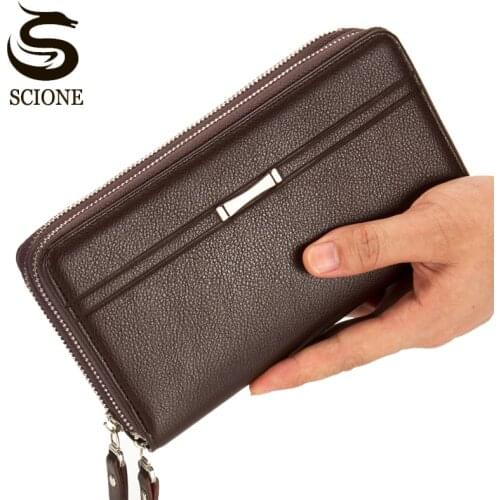 Fashion Men Long Wallet Vintage Style Mens PU Leather Wallet Bag Male Purse Handbag Black/Brown Color Wallet Purses Clutches