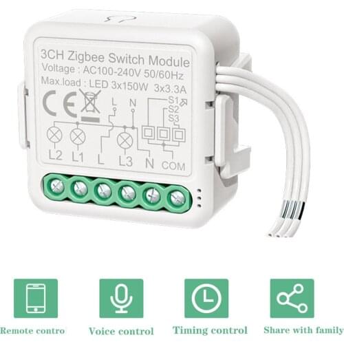 Tuya ZigBee 3-way Light Switch Module Light Control Mobilephone APP Remotes Control Intelligent Home Share with Family Function