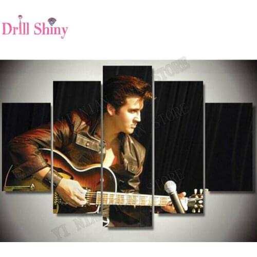 5PCS full square Diamond Embroidery diy 5d King of rock Elvis Photo Guitar 3d Picture diamond Painting cross stitch wall arts