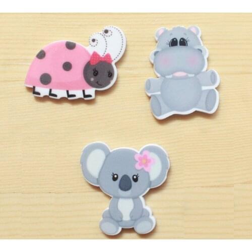 50pcs 3 Styles Mix Cartoon Animals Flatback Resin Cabochon Cute Hippo Koala Planar Resin DIY Craft Embellishments for Hair Bows