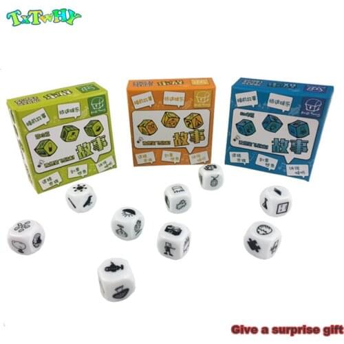 9 pcs Dice Telling Story with Box Story Dice cube Game English Instructions Family/Parents/Party Funny Imagine Magic Toys