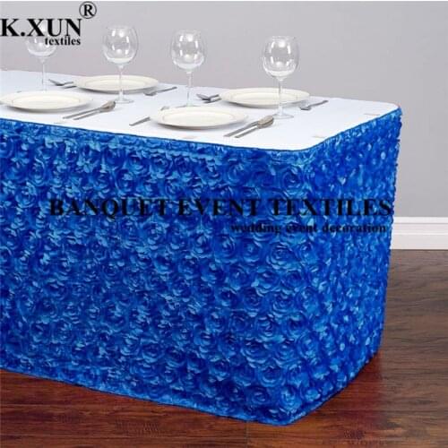 1Yard Sold Satin Rose Tablecloth Skirting Cake Table Skirt For Wedding Event Decoration