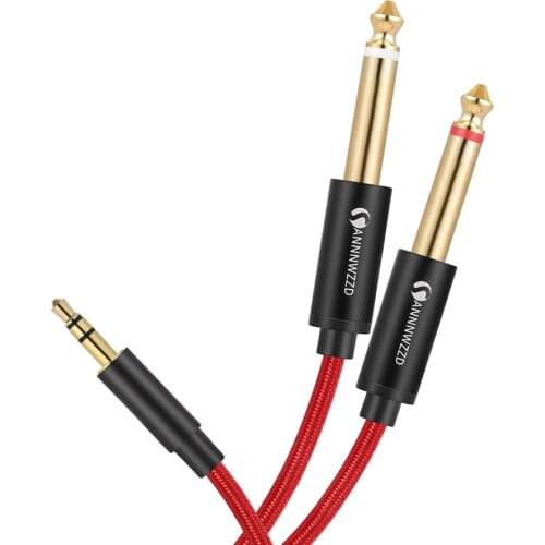 Audio Cable 3.5mm to Double 6.35mm Aux Cable 2 mono 6.5 Jack to 3.5 Male for Mixer Amplifier Speaker 6.5 3.5 Jack Splitter Cable
