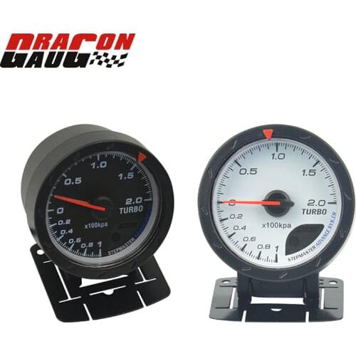 Dragon 60MM Auto Trubin Boost Gauge Red & White Lighting -100~200 kpa/Bar Car Meter With Sensor Free Shipping