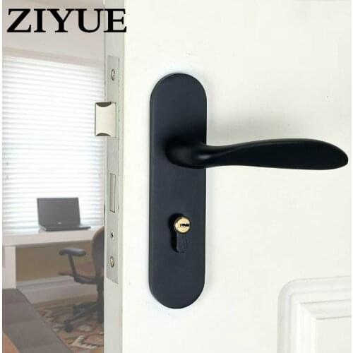 Free Shipping Security Space Aluminum Simple Black Bedroom Interior Mute Mechanical Room Door Lock