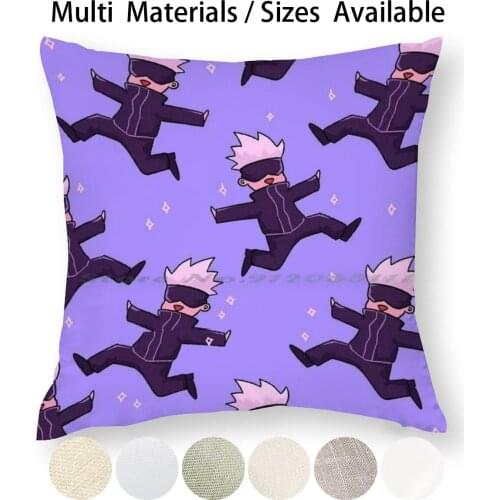 Gojo Cute Pillow Case Throw Pillow Cover Cotton Linen Flax Jjk Jujutsu Kaisen Anime Manga Satoru Gojo Red Blue Purple Fight