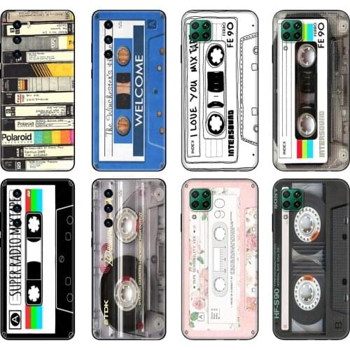 Black tpu Case For Huawei P30 Lite P30 Pro P40 Case For Huawei P40 LITE E P Smart 2020 Case Cover RETRO CLASSIC CASSETTE