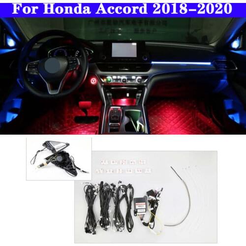For Honda Accord 2018-2020 Button And APP Control 64 colors Decorative Ambient Light LED Atmosphere Lamp illuminated Strip