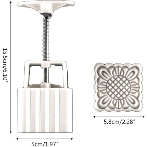 100g Mooncake Barrel Mold with 8pcs Square Flower Stamps Hand Press Pastry Mould