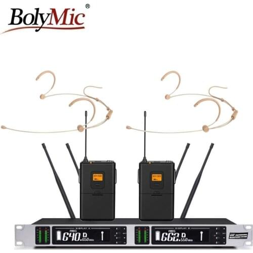 Bolymic Headset microphone wireless Dual channels professional uhf wireless microphones