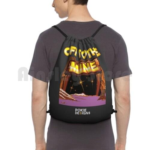 Off To The Mine Graphic Design-Pokie Designs Backpack Drawstring Bag Riding Climbing Gym Bag Wheres The Gold Gold Mining