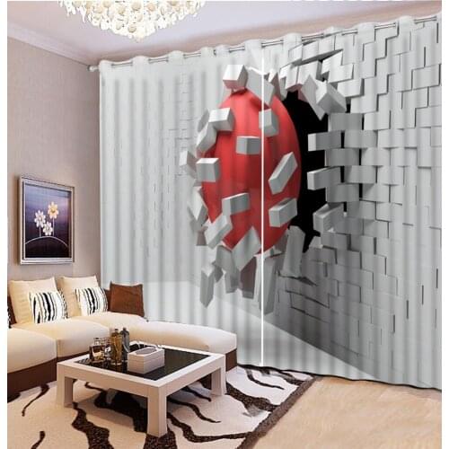 Brick curtains Nature personality style alley photo print 3d curtain Mediterranean Garden Door curtain ball curtains