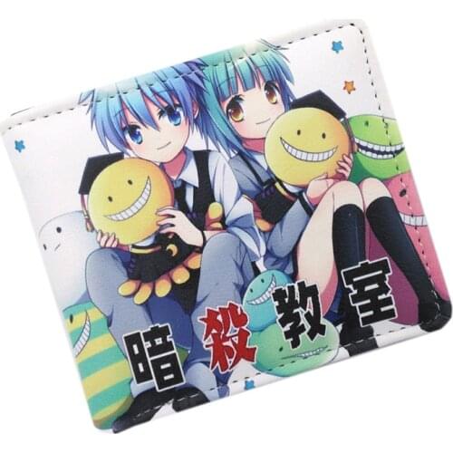 Assassination Classroom Anime Leather With Korosensei, Shiota Nagisa, Kayano Kaede Card Holder Purse for Men Women Money Bag