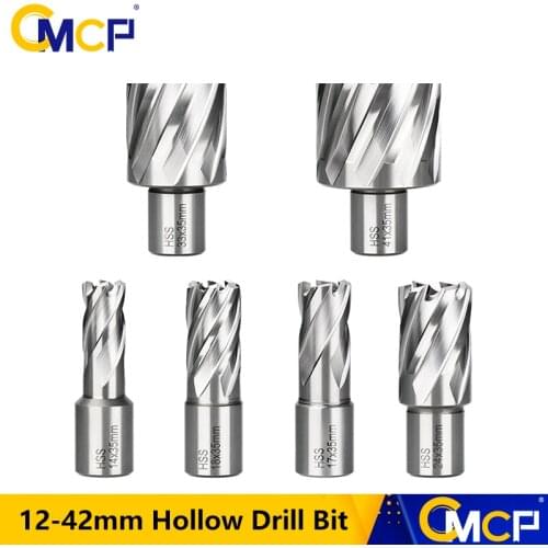 CMCP HSS Annular Cutter 12/16/19/20/23/25/30/42mm Core Drill Bit Weldon Shank Hole Saw Hollow Drill Bit For Metal Drilling Tools