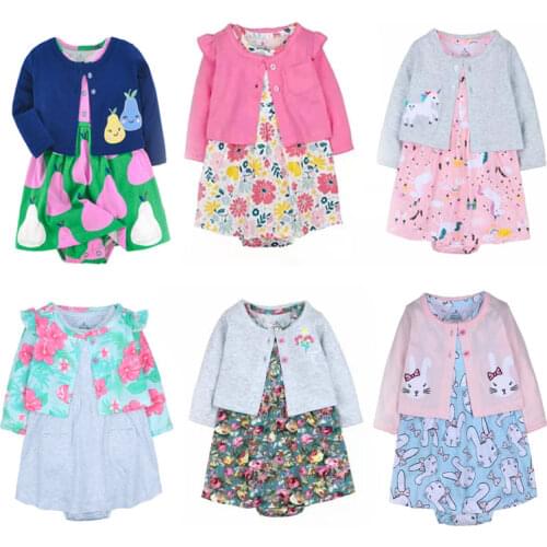 Infant Clothing Sets Baby Newborn Short Dress+Long Coat 2pcs Kids Children Cotton Suits New Autumn Toddler Girls Princess Dress