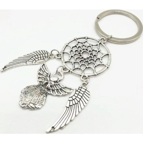 Creative Dreamcatcher Wings Angel Keychain Handmade Keychain Personality Angel Wings Keychain Car Keychain Gifts