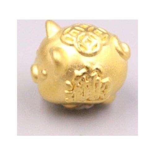 New Pure 24Kt 3D Yellow Gold Pendant 13x12mm Beautiful Coin Pig Bead About 1.55g Animal