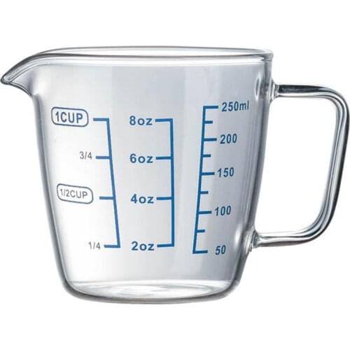 1PC 250ml Heat-resistant Glass Measuring Cup Childrens Milk Cup with Scale Microwave Measuring Cup Transparent Scale Cup
