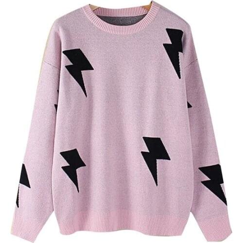 Fashion Womens Sweater Street-style Long Sleeve Pullover Top Coat Printed Knit Sweater 2020 Fall Clothes for Female