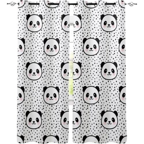 Cartoon Cute Giant Panda Room Curtains Large Window Curtain Lights Curtains Kitchen Outdoor Indoor Curtain Panels With Grommets